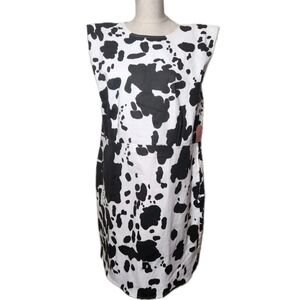Vintage Arula Fit & Flare Cow Print Knee Length Dress Size 1X Shoulder Pads NEW